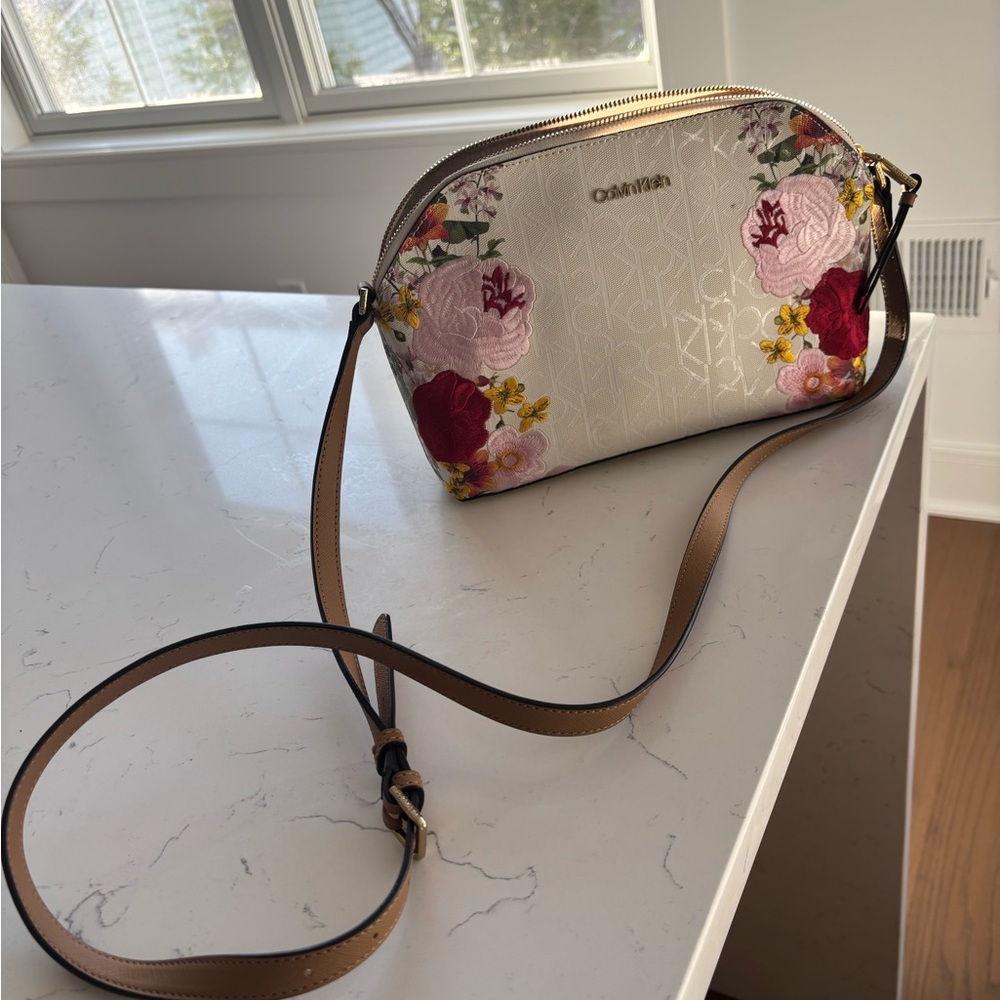 Calvin Klein Floral Embroidered Crossbody Bag